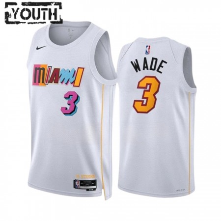 Dječji NBA Dres Miami Heat Dwyane Wade 3 Nike 2022-23 City Edition Bijela Swingman